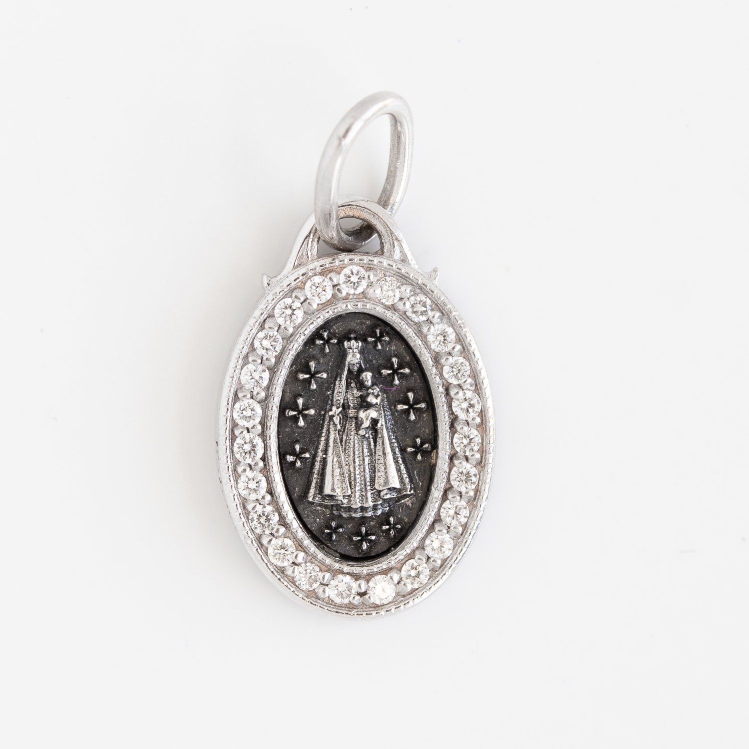 Erica Molinari Trunk Show: Charm, Small Oval Mary Magdalene, "Faith", Diamonds, .19 TCW, 18K gold