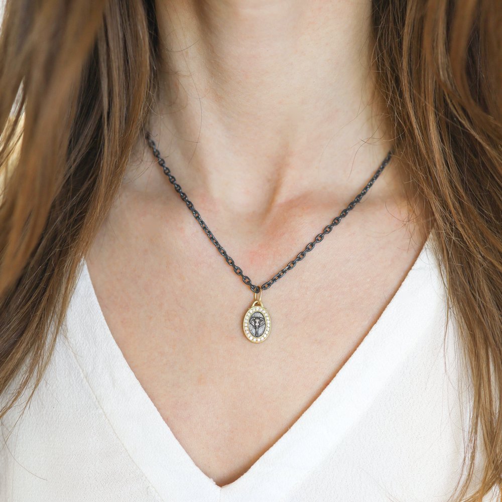 Erica Molinari: Charm, Oval, Elephant, Strength, Diamonds, .19TCW, Sterling silver, 18K gold