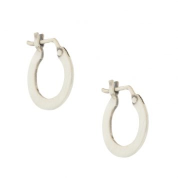 Jane Diaz: Flat plain 'mini' hoop in sterling silver, measures 5/8" x 1/16"
