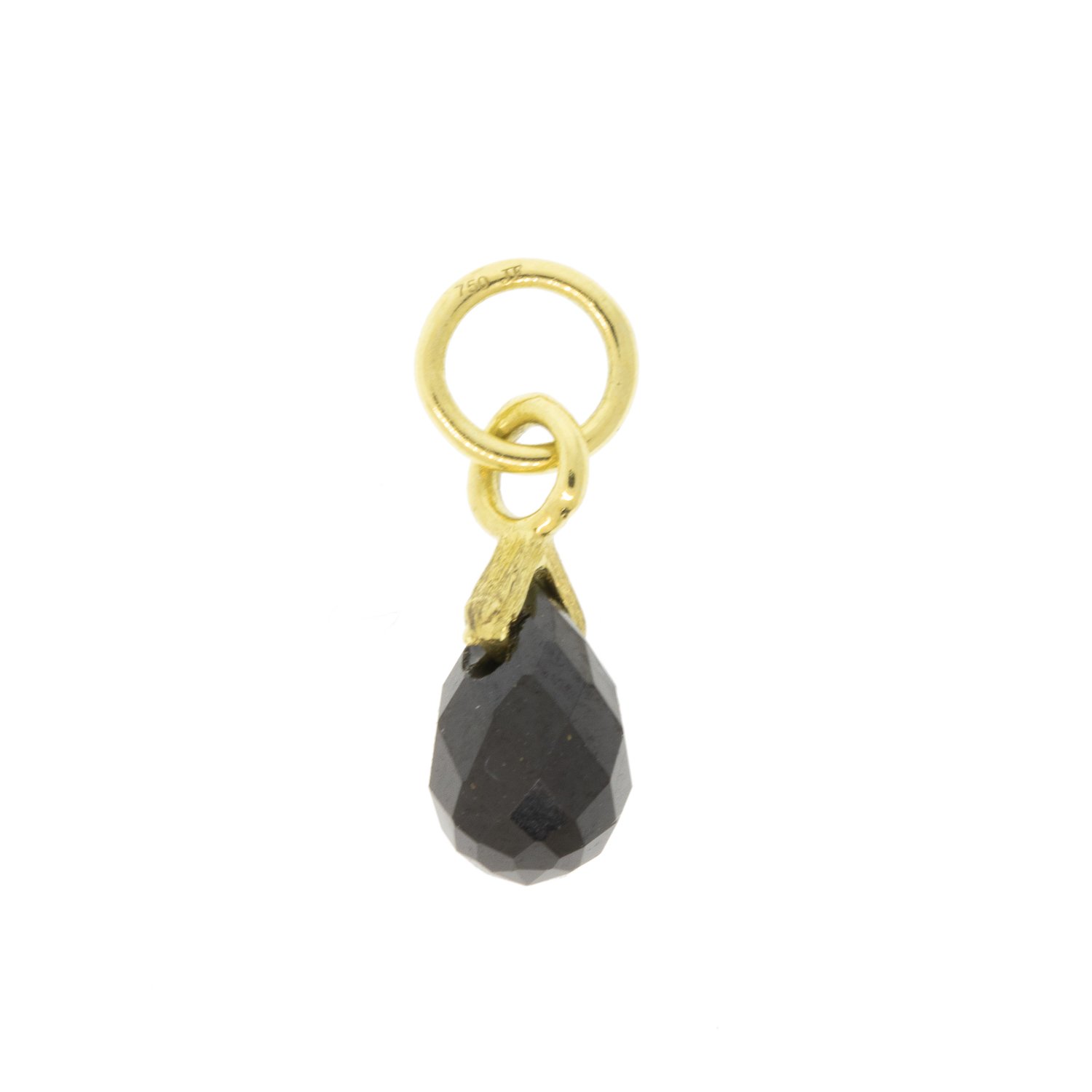 Jude Frances: Petite Black Spinel Briolette Charm, Black spinel, 18K yellow gold, Measures 1/2 x 1/8 including bail, SINGLE