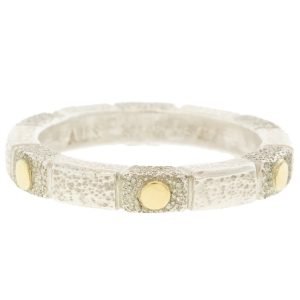 Alison Shiboski: Ring, Carved Stacker, Gold Dots, Sterling Silver, 18K Gold.
