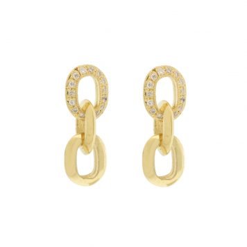 Lizzie Mandler: Link Drop Earring with One Pave Diamond Link, 18K gold, Diamond, Measure 1/2" in length