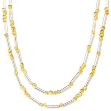 Robindira Unsworth: Necklace, 14K gold vermeil,sterling silver,ALL SILVER,32"
