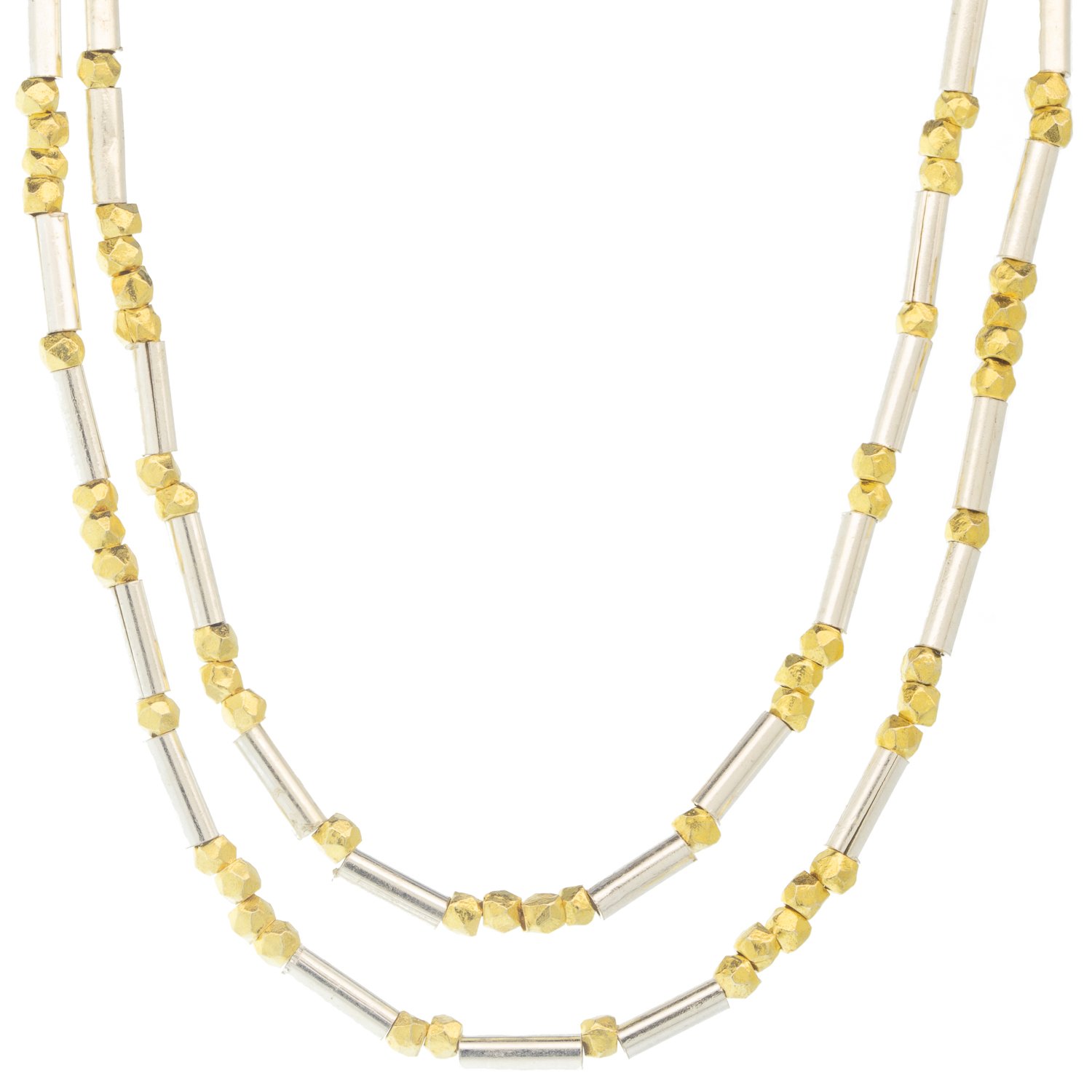 Robindira Unsworth: Necklace, 14K gold vermeil,sterling silver,ALL SILVER,32"