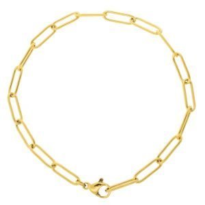 Tai: Gold plated steel long chain link bracelet