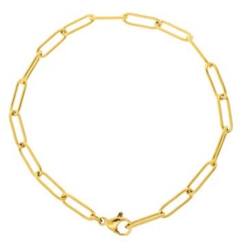 Tai: Gold plated steel long chain link bracelet