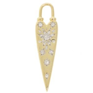 Three Stories Jewelry: SINGLE ,Love Explosion Heart Charm, 0.06 tcw Diamond, 14k Yellow gold