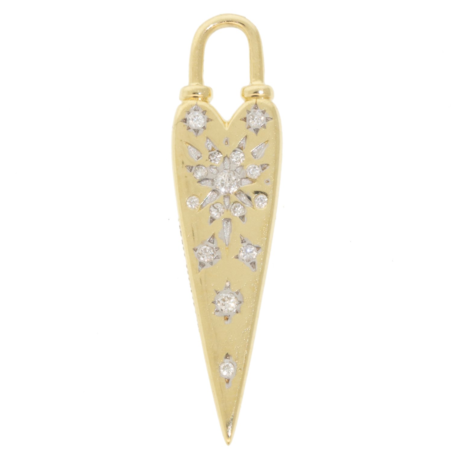 Three Stories Jewelry: SINGLE ,Love Explosion Heart Charm, 0.06 tcw Diamond, 14k Yellow gold