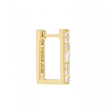 Three Stories Jewelry: Single Classic Small Rectangular Diamond Hoop Earring