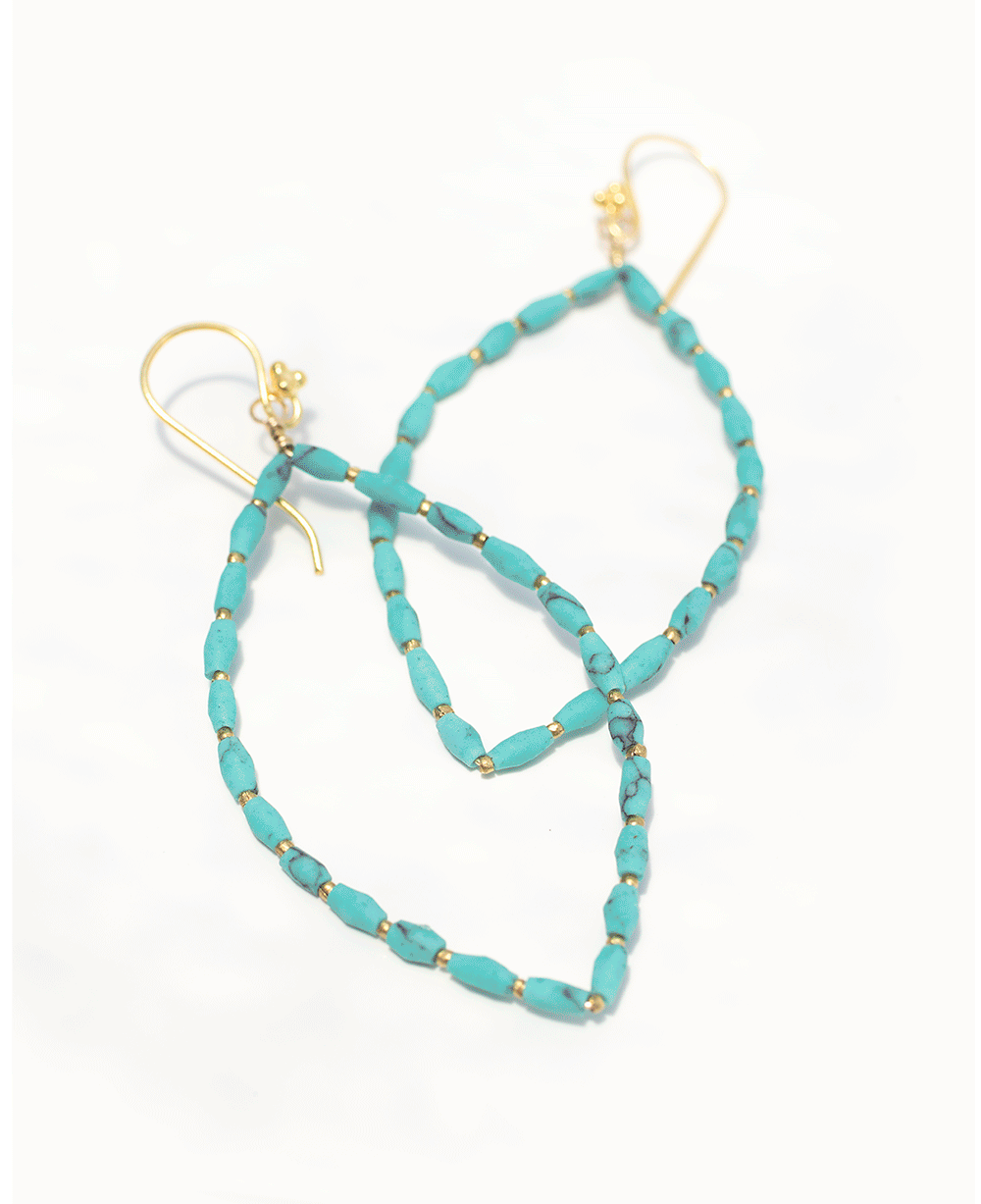 Beaded earrings and hoops with 22k gold vermeil by jewelry designer Robindira Unsworth