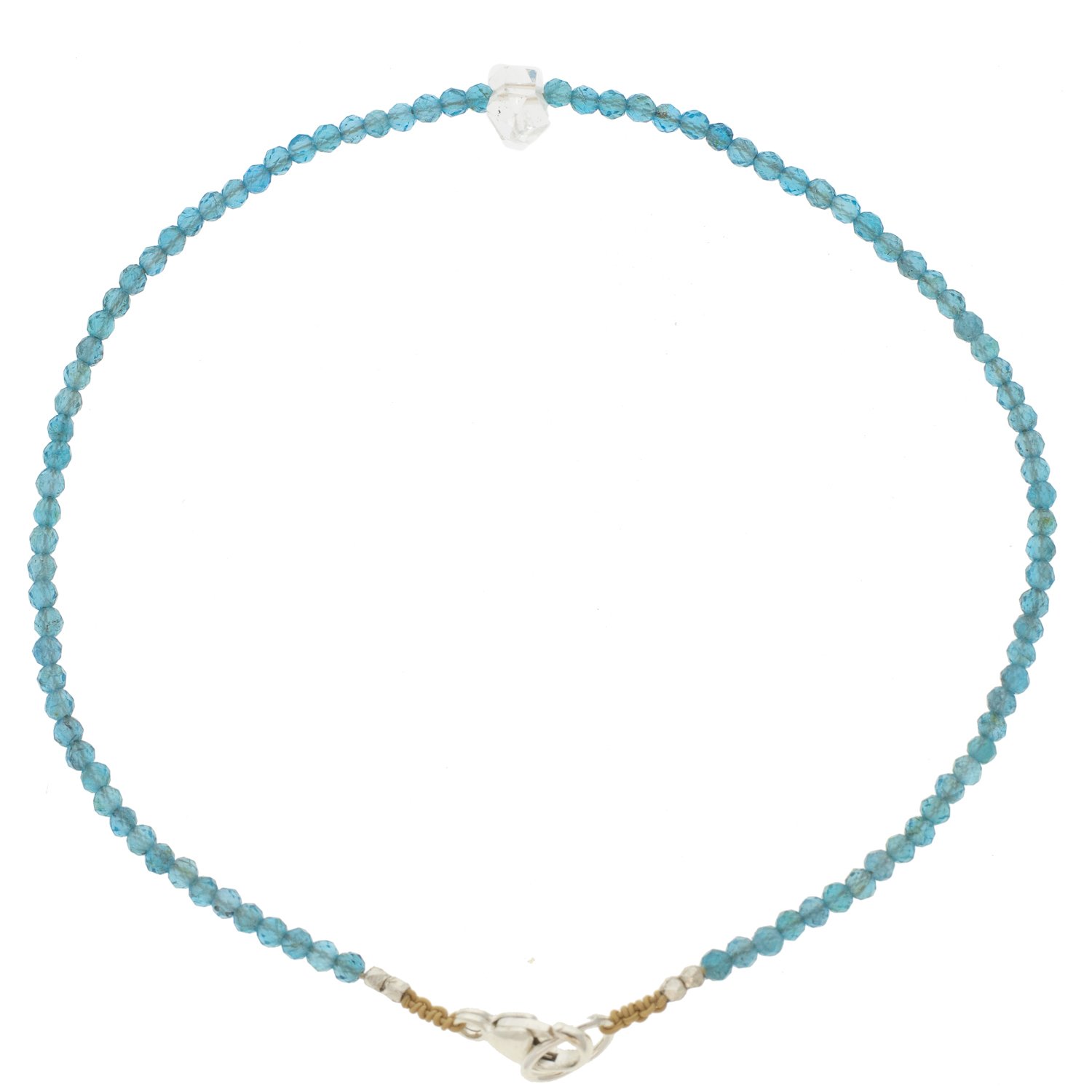 Margaret Solow: Bracelet, Apatite and herkimer diamond, Sterling silver, Measures 7 in length, Herkimer diamond measure 1/8 x 1/4