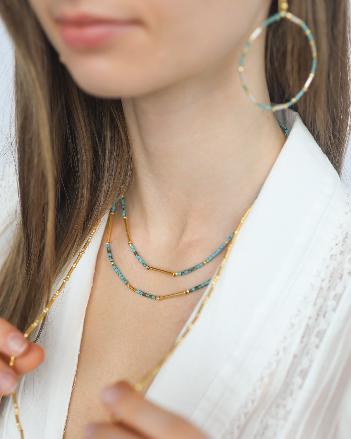 Beaded necklaces with 22k gold vermeil by jewelry designer Robindira Unsworth