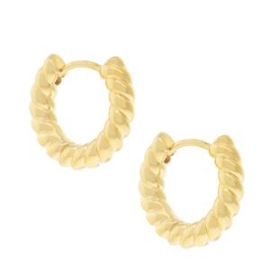 Tai: Gold Roped Huggies, 9/16 in diameter