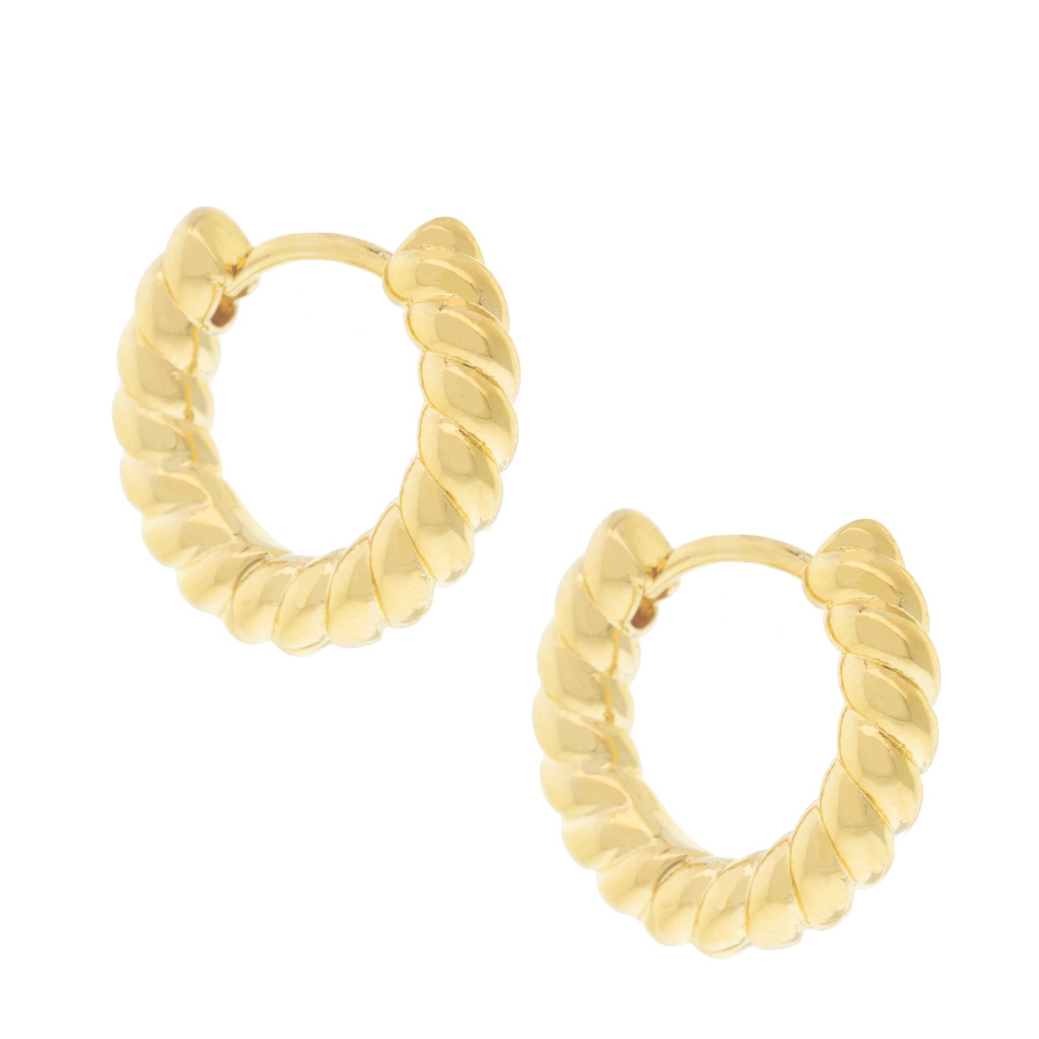 Tai: Gold Roped Huggies, 9/16 in diameter