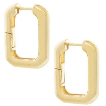 Tai: Gold Large Rectangular Oval Huggies, 3/4 x 5/8 5/32 in width