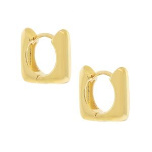 Tai: Gold Chunky Trim Square Huggies, 12mm