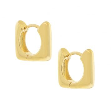 Tai: Gold Chunky Trim Square Huggies, 12mm