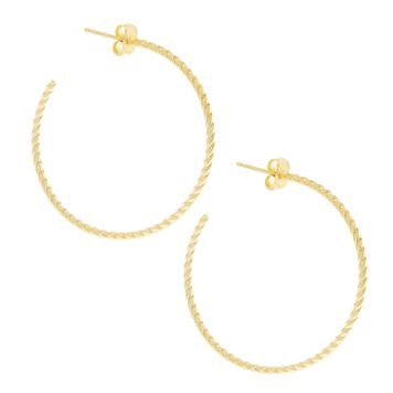 Tai: Gold Twisted Hoop Earring, 1 1/2 in diameter