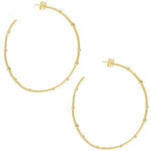 Tai:Hoop Earrings with Spread Out Opal, 2 1/2 in diameter
