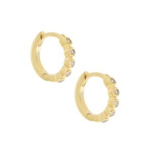 Tai: Gold Huggie with Multiple CZ, 3/8 in diameter