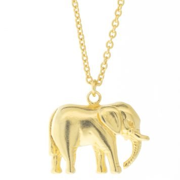 Tai: Gold Simple Chain Necklace with Elephant Charm, Chain measures 16-18” in length pendant measures 1/2 x 5/8 including bail