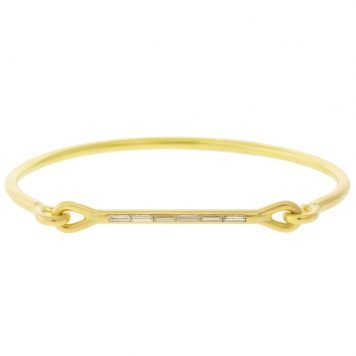 Tura Sugden: 18k needle eye cuff with diamond baguettes