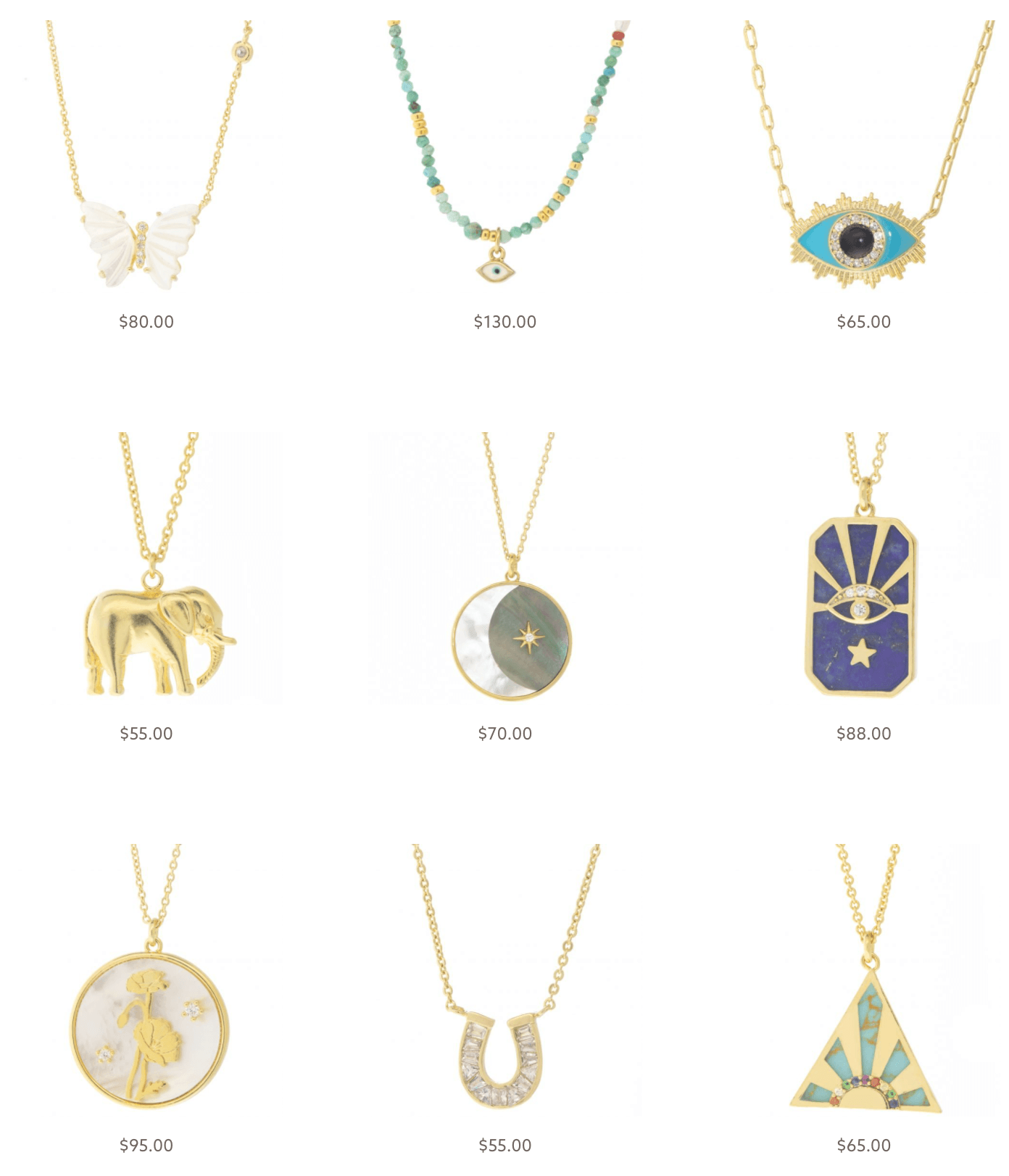 Gold necklaces by jewelry designer Tai