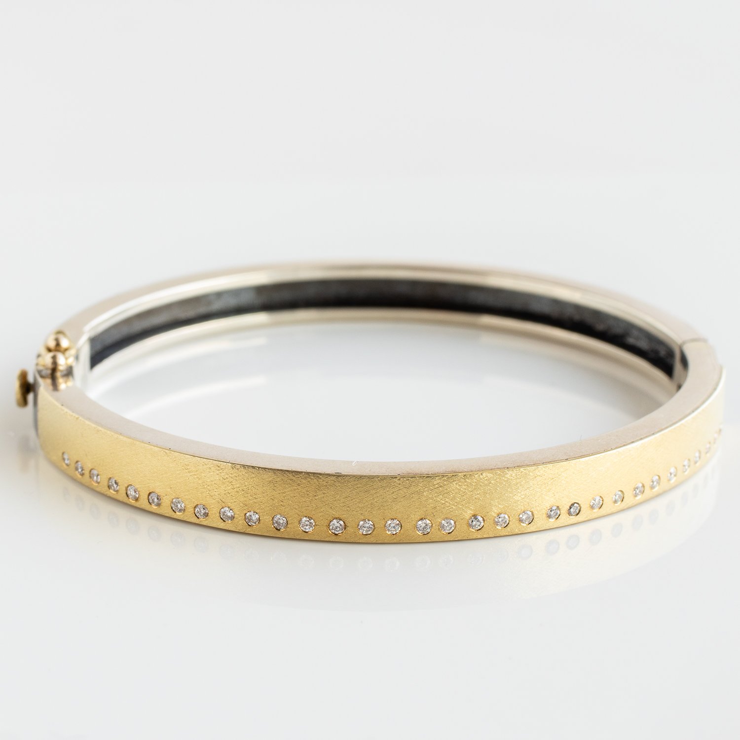 Rene Escobar TRUNK SHOW: Bangle, ADAM, 6MM 18K Gold & Silver, diamonds .35 tcw Sz M
