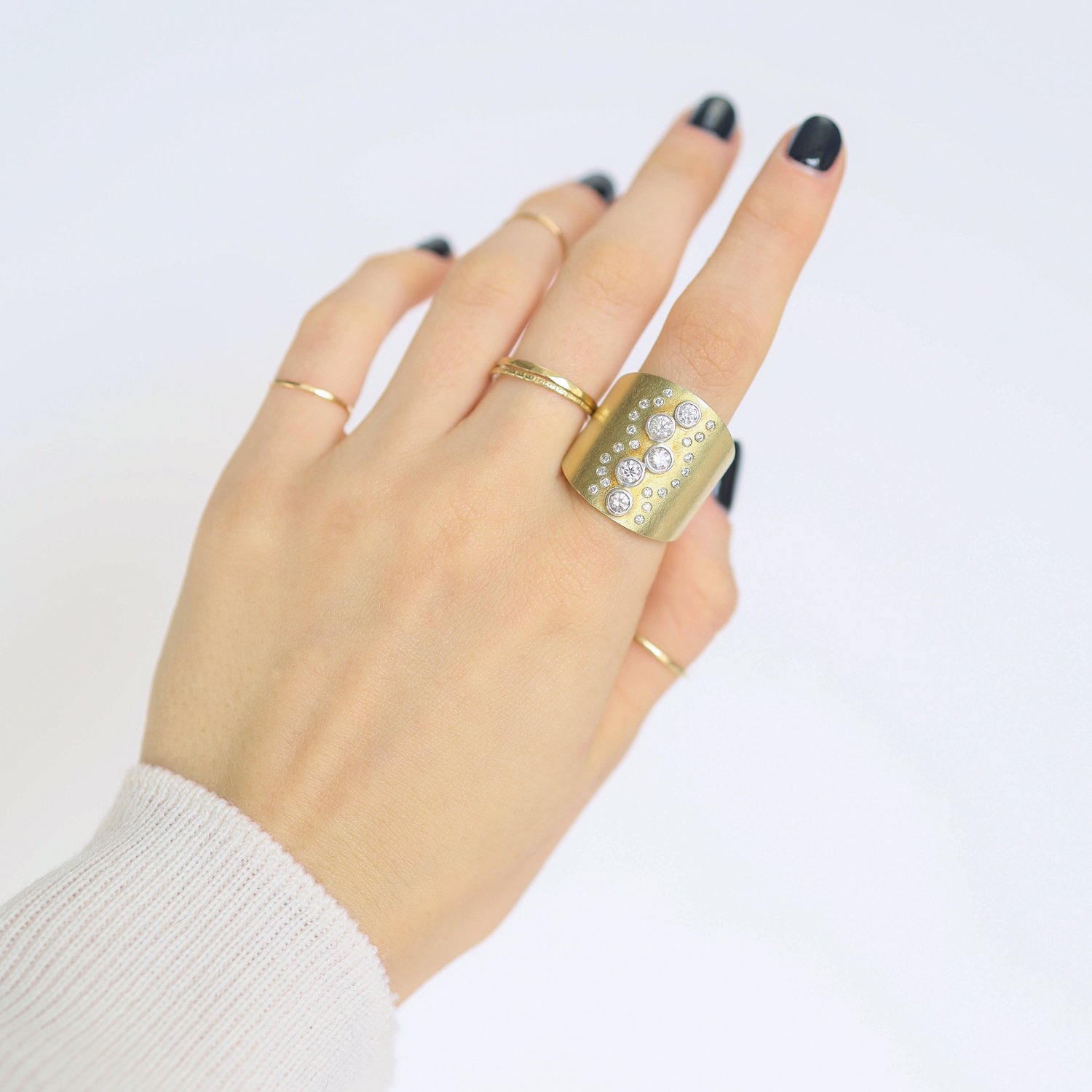 Rene Escobar Trunk show: Ring, ADELLE, 18K YG, Silver ,diamonds .90 TCW