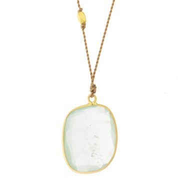 Margaret Solow: Necklace, Aquamarine, 18K yellow gold, Nylon cord