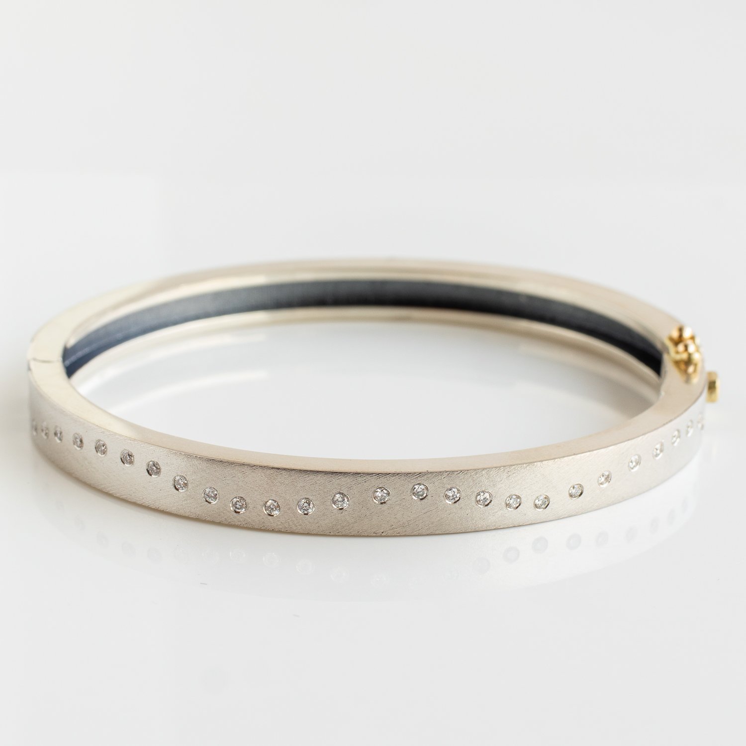 Rene Escobar Trunk Show: Bangle, RENE, 6MM, 18K White gold front Top & back, Diamonds, .50 TCW, Size medium