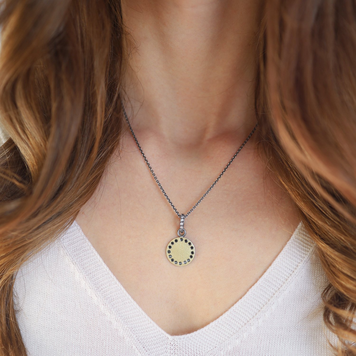 Rene Escobar Trunk show: Pendant, ROUND, 18K & SS & 18K w/Black Diamonds