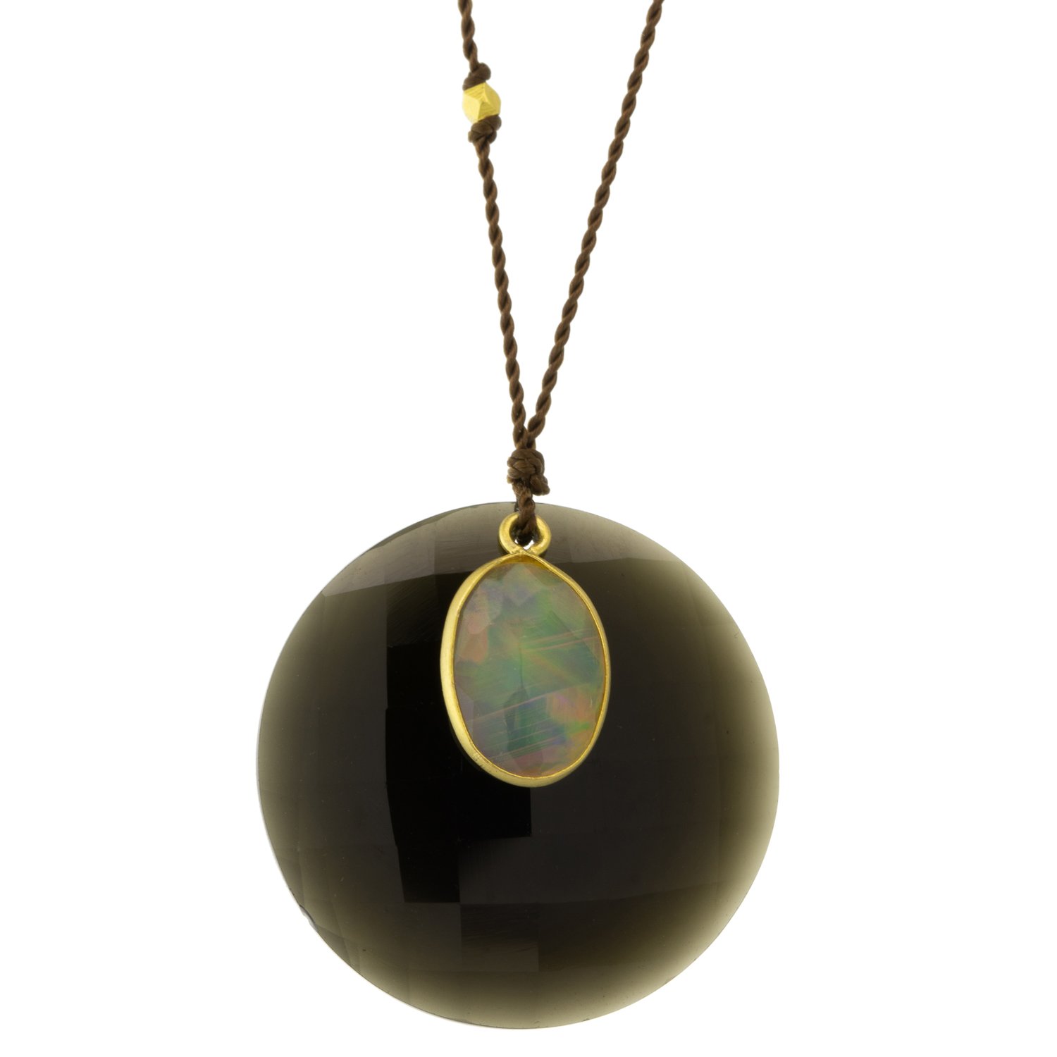 Margaret Solow: Necklace,18K Yellow gold,Obsidian and opal