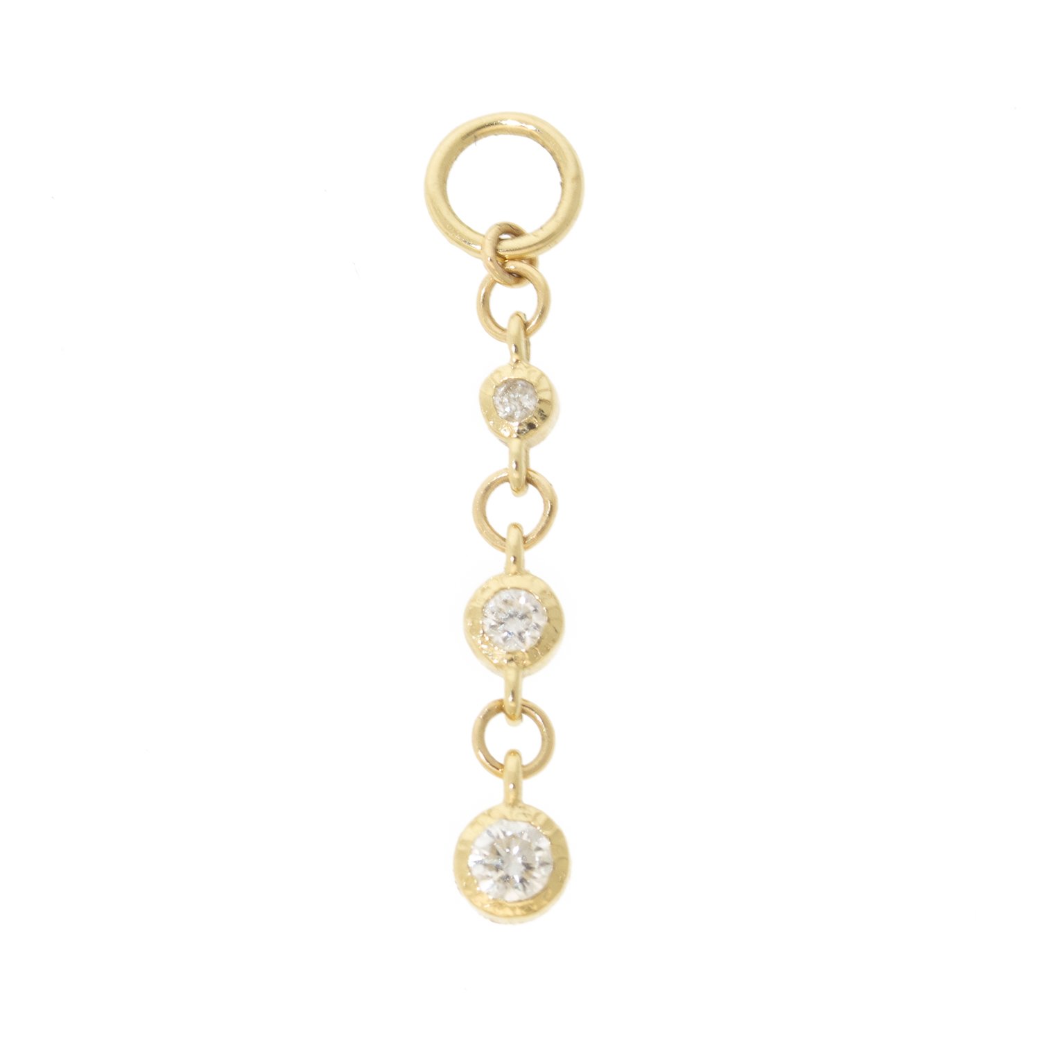 Three Stories Jewelry:SINGLE Classic Hammered Bezel Charm, Diamonds, 14k yellow gold