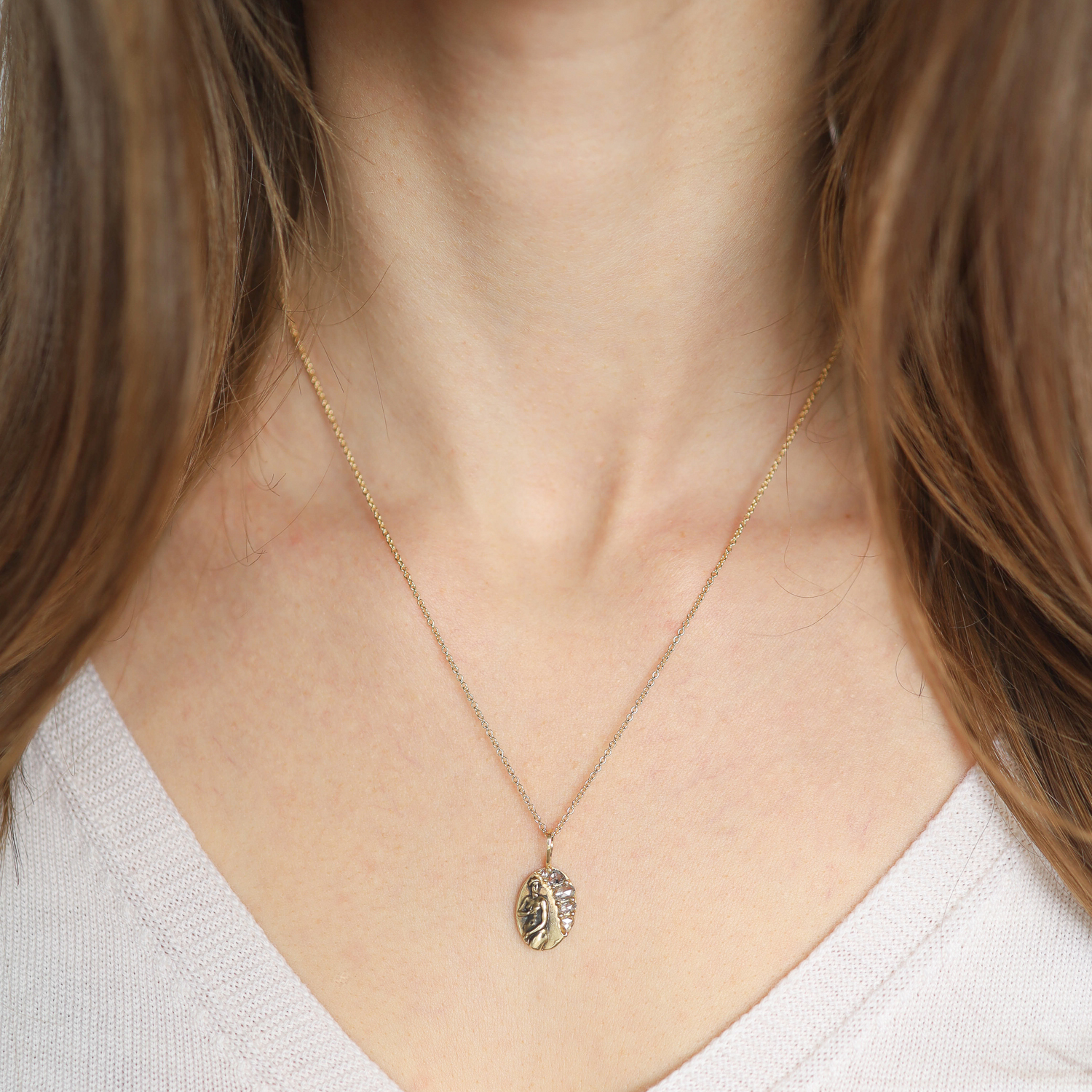 Atelier Narcé: Necklace,14K gold,Rose cut Diamonds