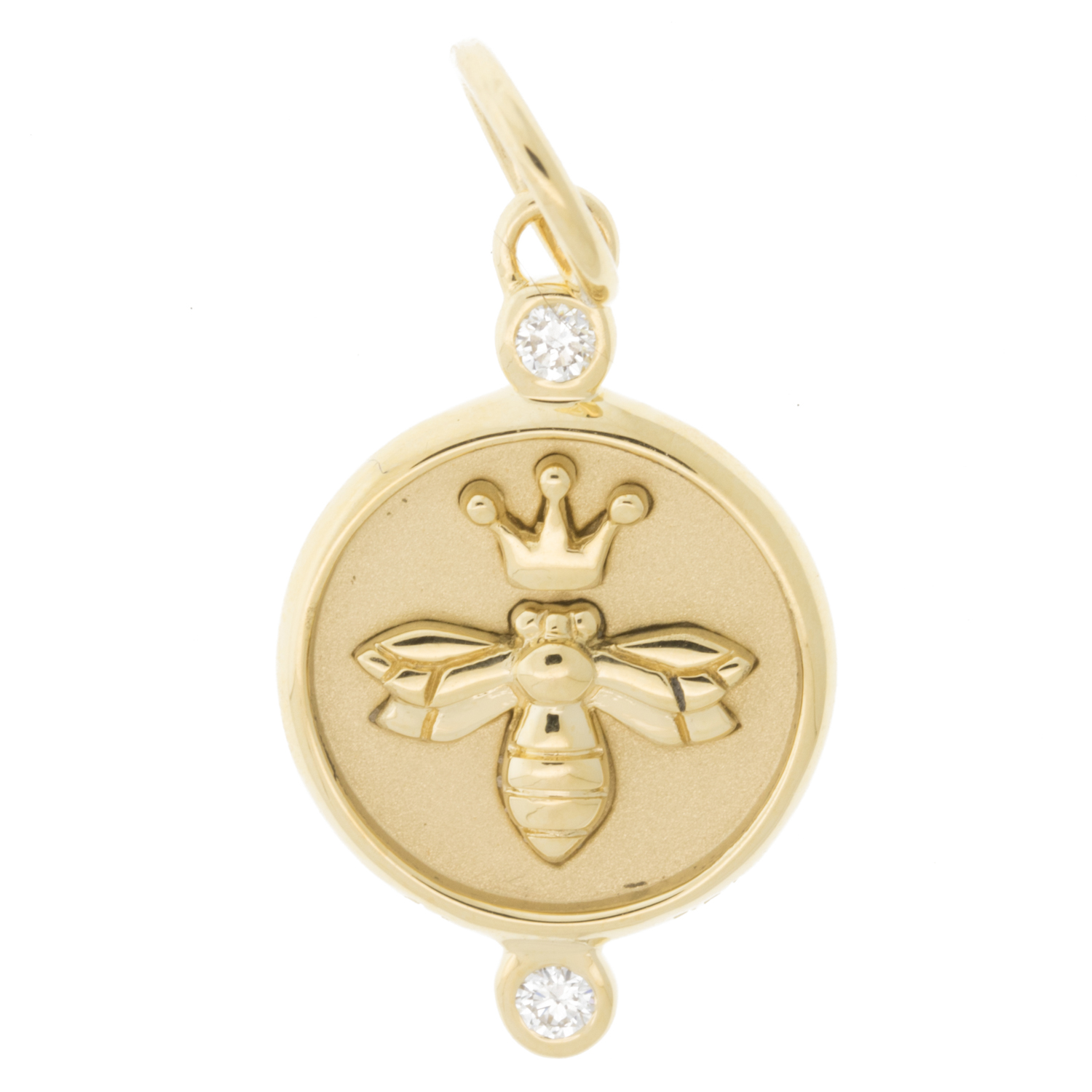 Monica Rich Kosann: 18K Yellow gold Queen bee charm with .06ct diamonds, Measures 1 x 1/2 including bail