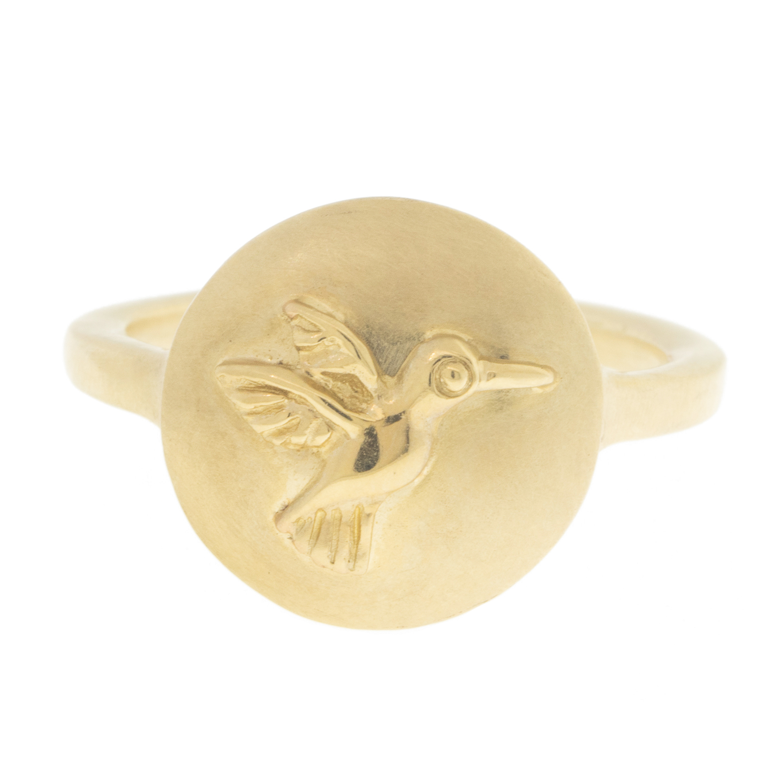 gold hummingbird ring by jewelry designer Jamie Joseph