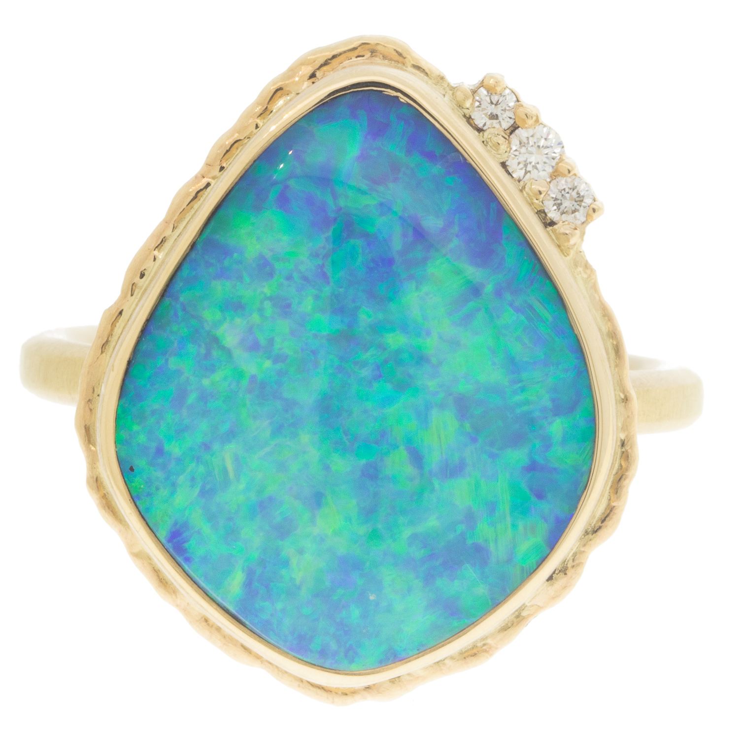 gold ring with opal and diamonds by jewelry designer Jamie Joseph