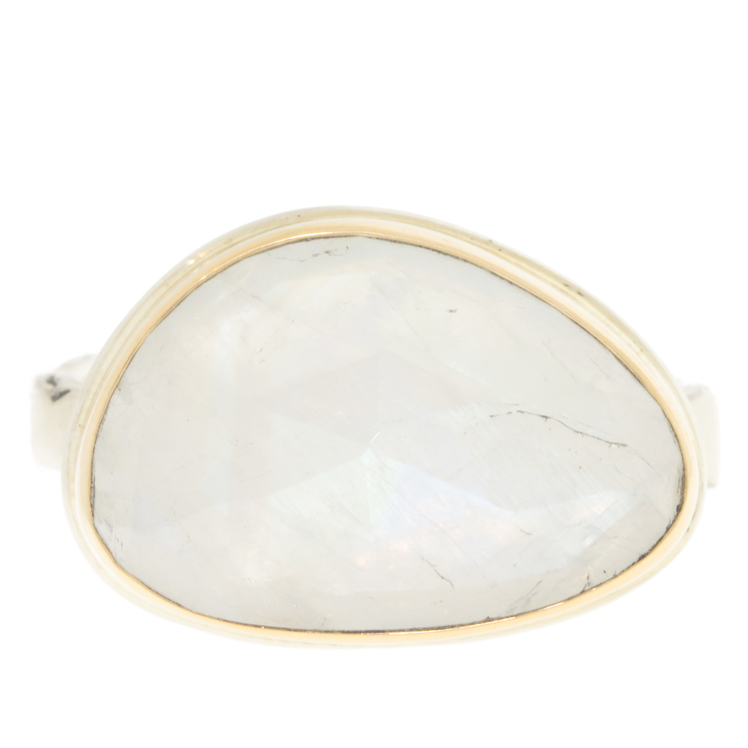 gold and silver ring with moonstone by jewelry designer Jamie Joseph