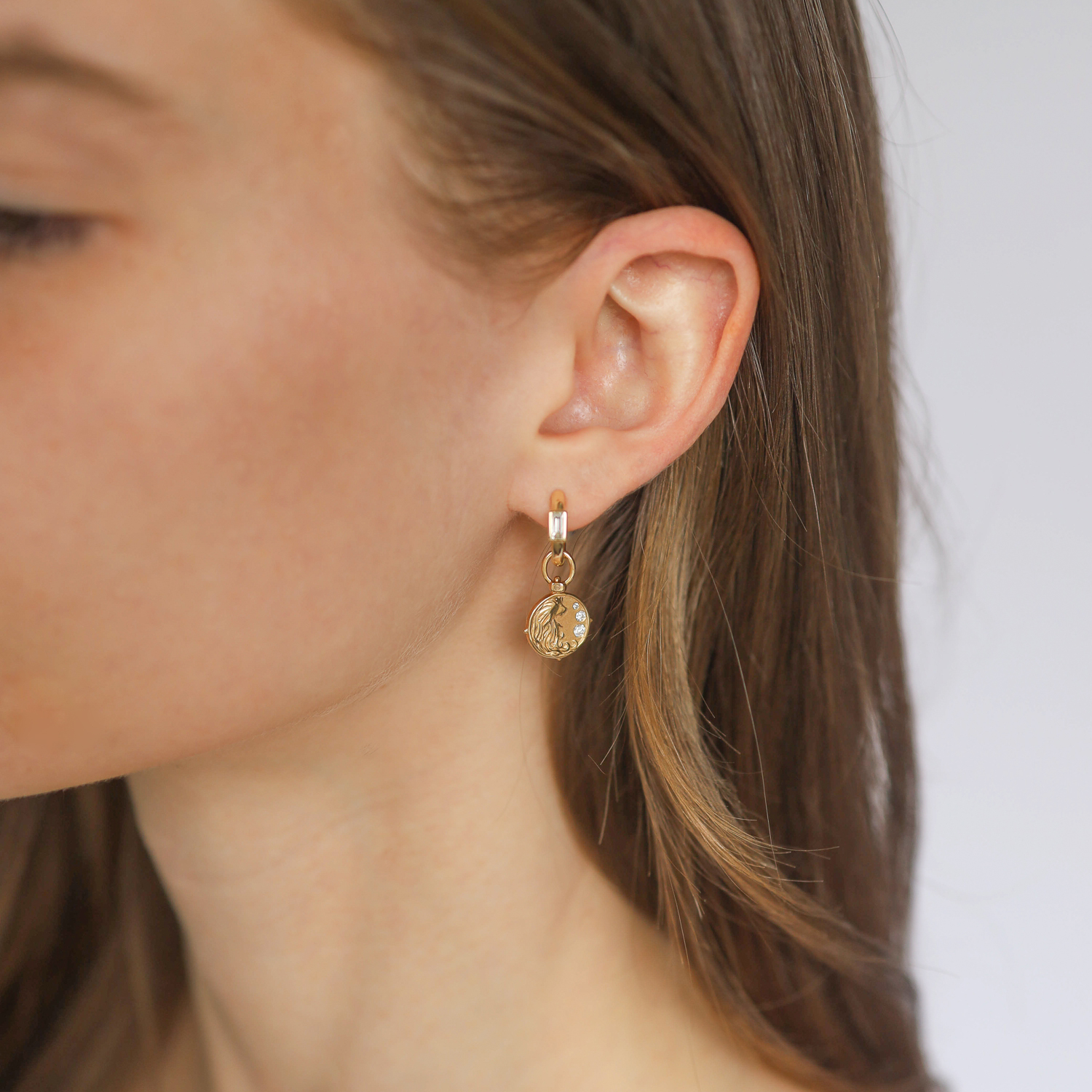 Three Stories Jewelry:SINGLE Sea Goddess Top Switch Charm, Diamonds, 14k yellow gold