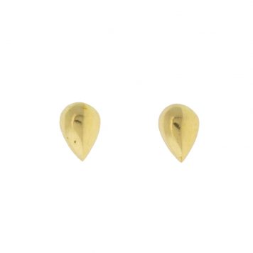 Diana Mitchell: Earrings, tiny rain drop studs 18K gold, Measure 5/32 x 3/32