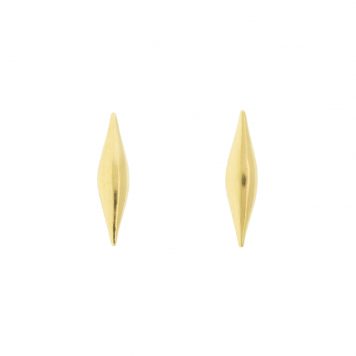 Diana Mitchell: Earrings, Studs, Solid wave, 18K gold, Measure 3/8 x 3/32