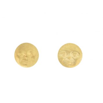 Anthony Lent: Invisible Moonface Stud Earrings 18K YG