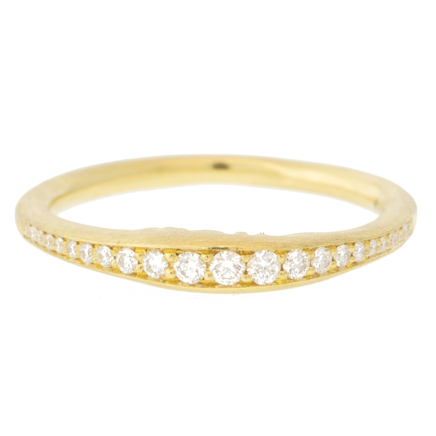 Anthony Lent: Diamond Crescent Moonface Ring with Diamond Eyes bright cut setting 18K .25ct