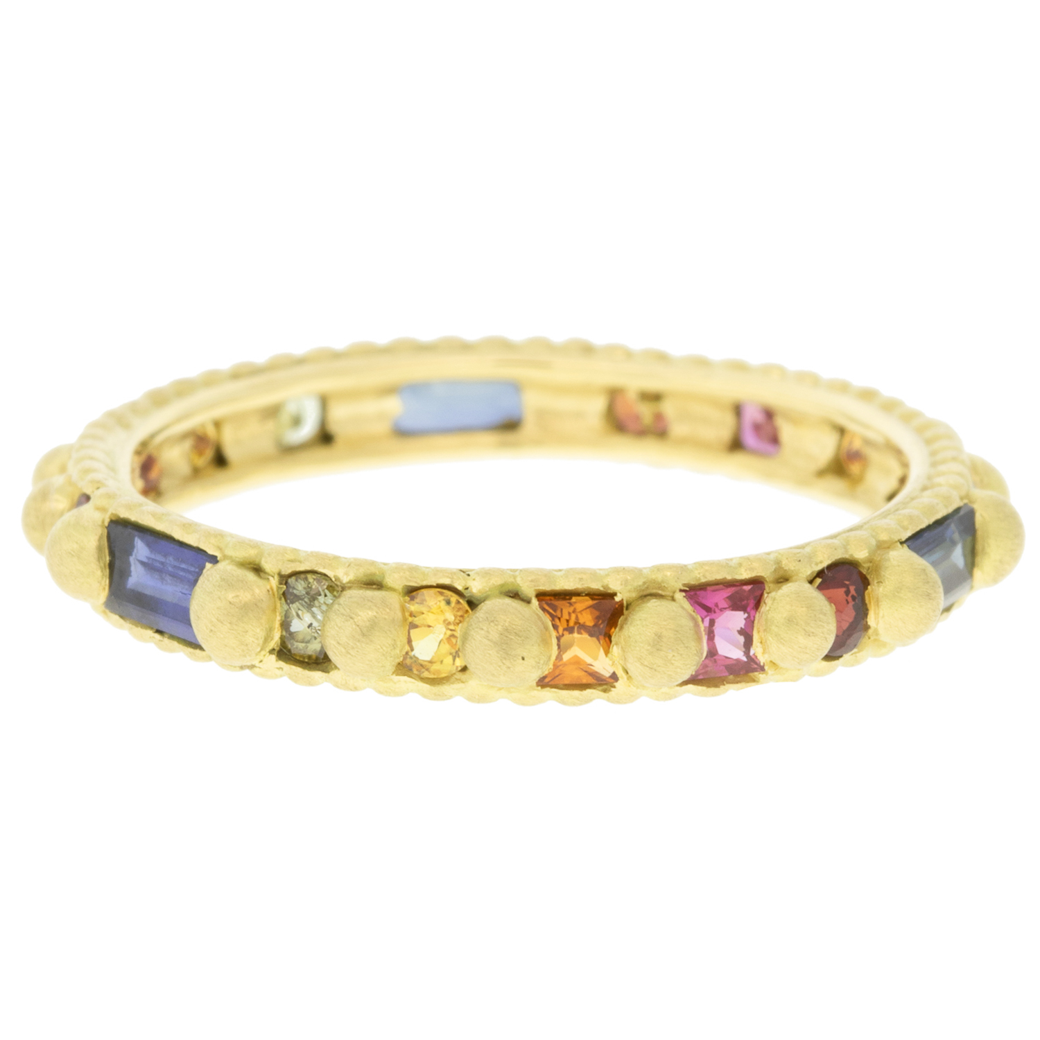 Polly Wales: Ramona ring,Harlequin Sapphires,18k Yellow gold,size 6.5