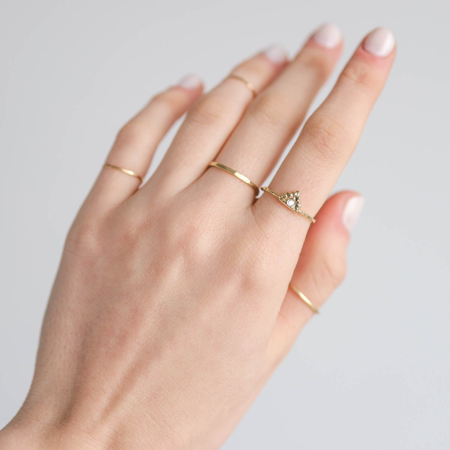 Communion by Joy: Ring, Pyramid Light, Diamond, 14K yellow gold, Size 6