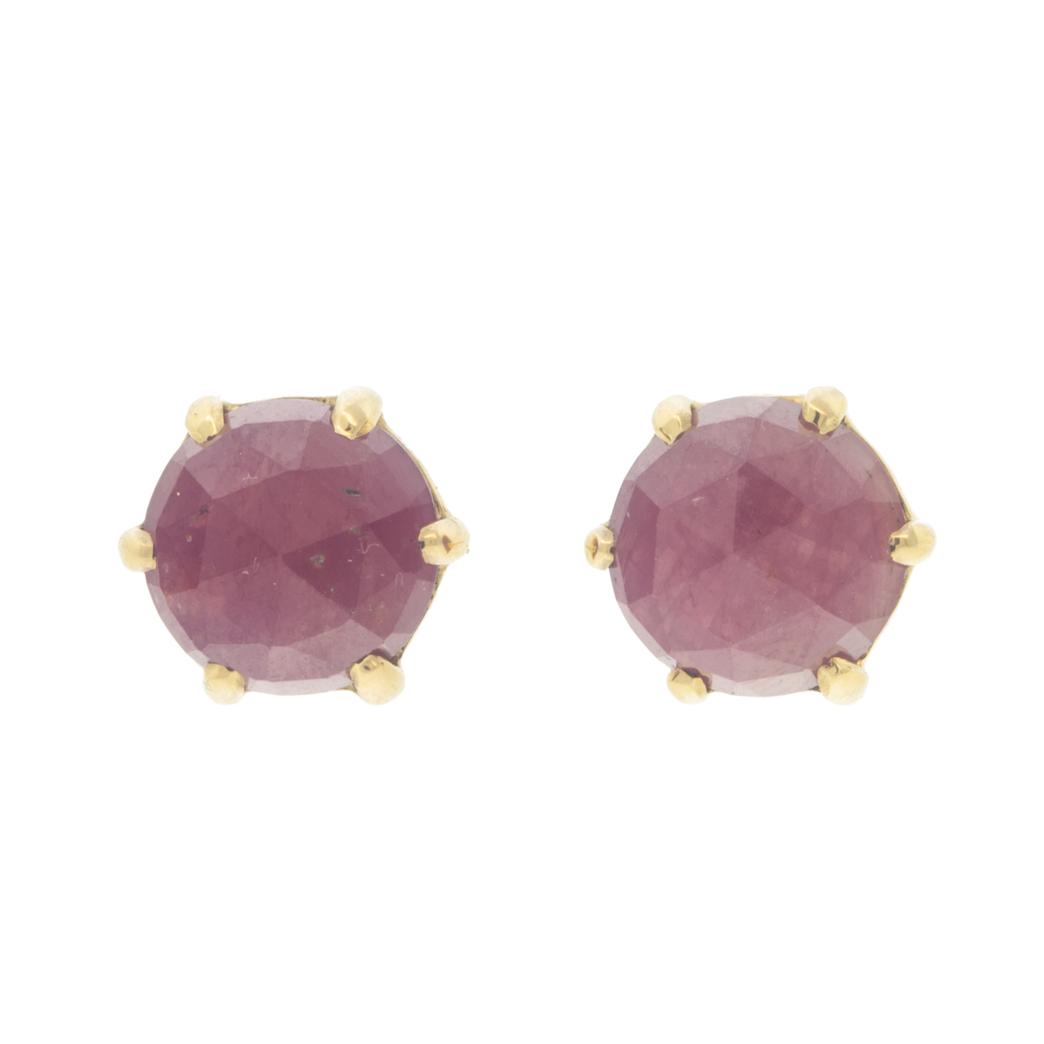 Jamie Joseph: 14K Gold multi prong w/Large Round rose Cut Indian Ruby, Measure 5/16 in diameter