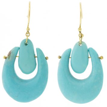 Ten Thousand Things:Earrings,Small Turquoise O'Keefe, Measure 1 5/16 x 5/8 including earwire