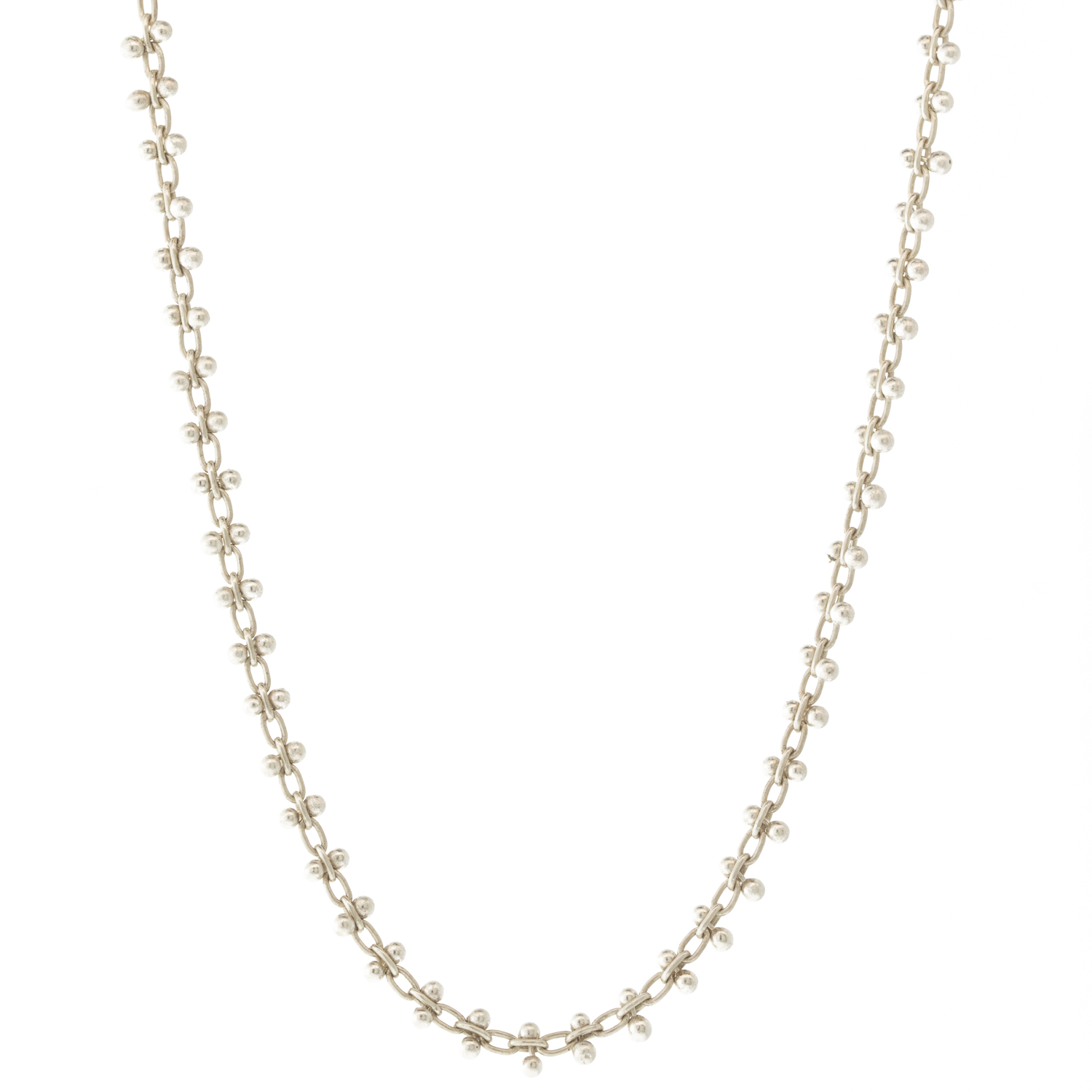 Ten Thousand Things: Necklace, Line Beaded, 20" Chain, Sterling Silver.