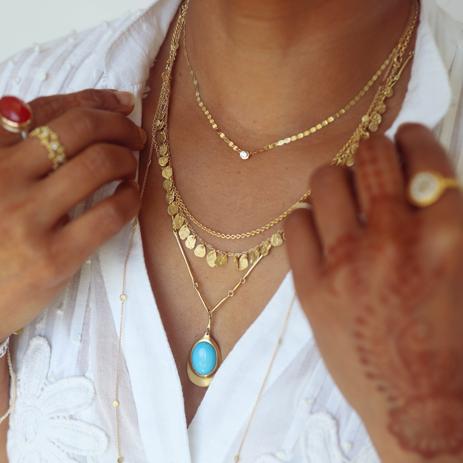 Sarah McGuire: 18k Gold DOUBLE chain kelp necklace,18"